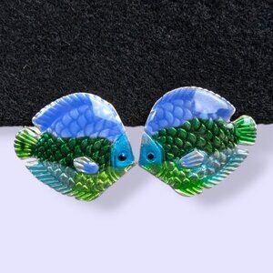 V. M Jent Enamel Fish Earrings